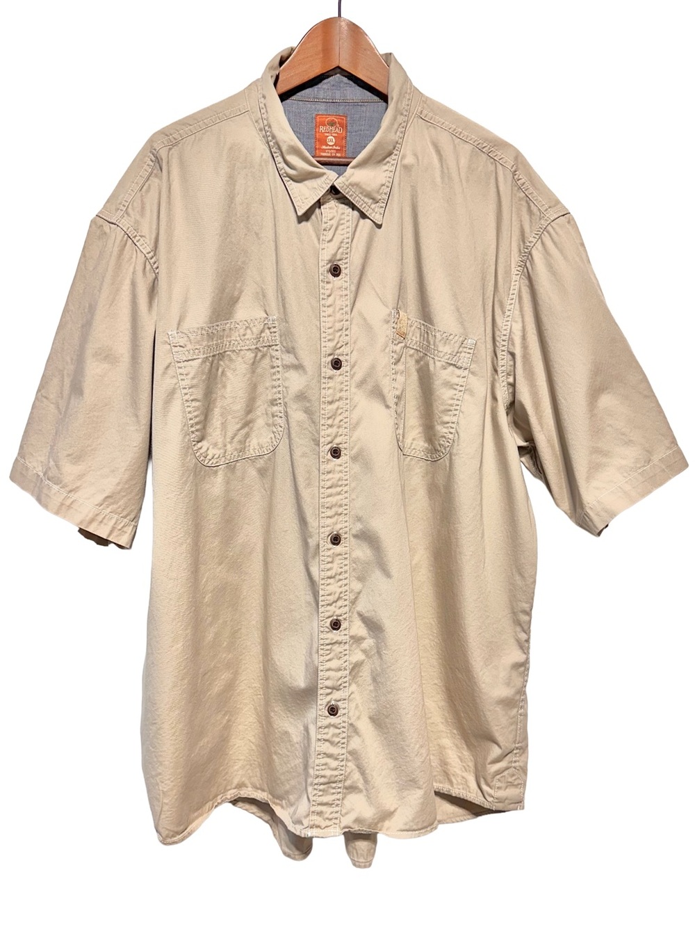 RedHead Safari Fishing Utility Camp Shirt 3XL Beige Cotton Outdoors Workwear